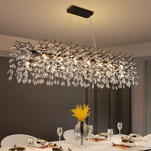 60" Black Tree Branch Crystal Chandelier