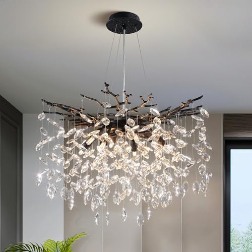 YUYI 23.6" Modern Tree Branch Crystal Chandelier