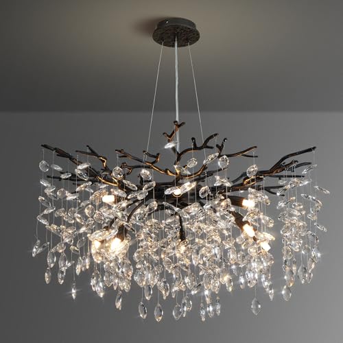 YUYI 30" Black Crystal Chandelier