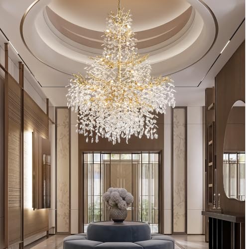 YUYI 65" Long Crystal Chandelier for High Ceiling