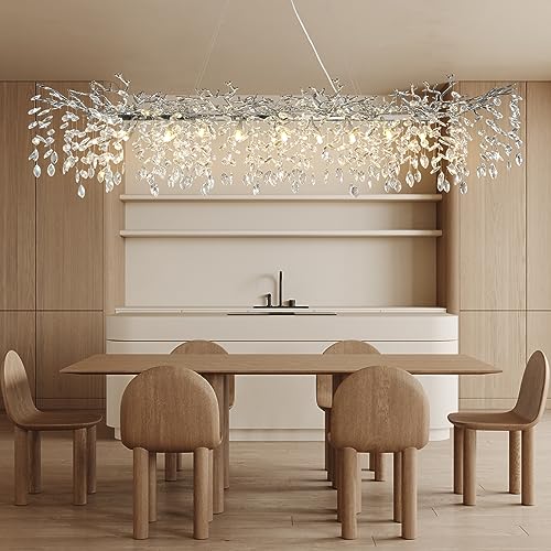 YUYI 71" Silver Tree Branch Crystal Chandelier