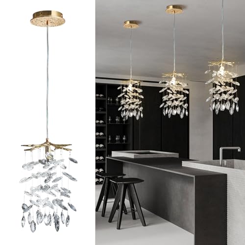 YUYI 8.3" Crystal Pendant Light for Kitchen Island